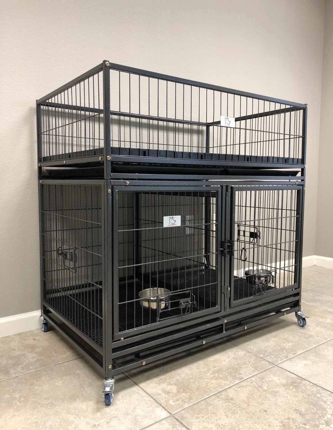 Brand New Heavy Duty Stackable 43” Dog Kennel With Whelping Top Dura Floors Included