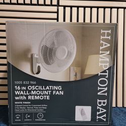 Brand New 16" Wall-Mount Fan with Remote – 3-Speed Hampton Bay