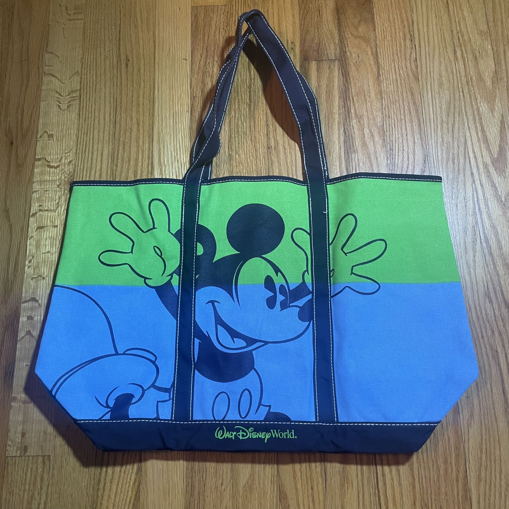 Walt Disney World Color Block Mickey Mouse Tote Bag 21”x12” - Blue Green