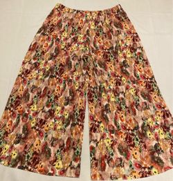 Floral Wide-Leg Pleated Culottes Pants Plus Size 4X