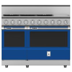 Hestan KRD485GDNGBU - 48 Inch Freestanding Dual Fuel Range with 5 Burners, 12 Inch Griddle, Prince Blue, Natural Gas - OPEN BOX