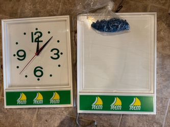 Teem Soda Clock And Lighted Menu Board. 24”H x 18 1/2 “ W . Must Pickup