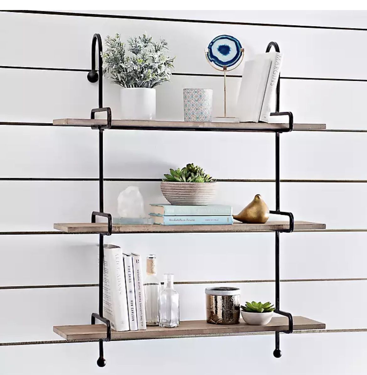 Wooden Slatpipe Shelf