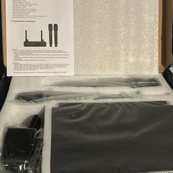 2-Ch. Professional VHF Wireless Microphone & Transmitter System w/ (2)Microphones, NEW IN BOX