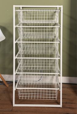6 Drawer White Wire Closet Organizer / Storage Unit