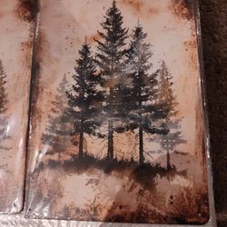 Three Tin Tree Pictures All New $5 Each Or Three For $12