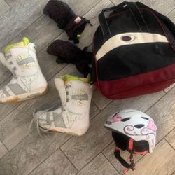 Burton Snowboard Boots Size 8 Gloves Helmet Bag