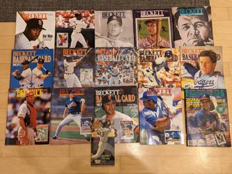LOT of 14 Beckett Baseball Monthly + 2 Price Guides With Cards