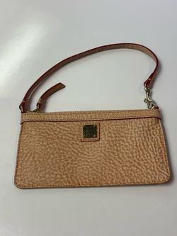 DOONEY & BOURKE Tan Pebbled Leather Wristlet Slim Design