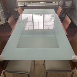 Glass Foldable Dining Table (6 Chairs Included)