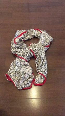 Chumbak Viscose Scarf w Red Pom Poms
