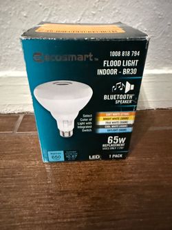 EcoSmart 65-Watt Equivalent BR30 Dimmable Bluetooth Speaker LED Flood Light Bulb Adjustable White