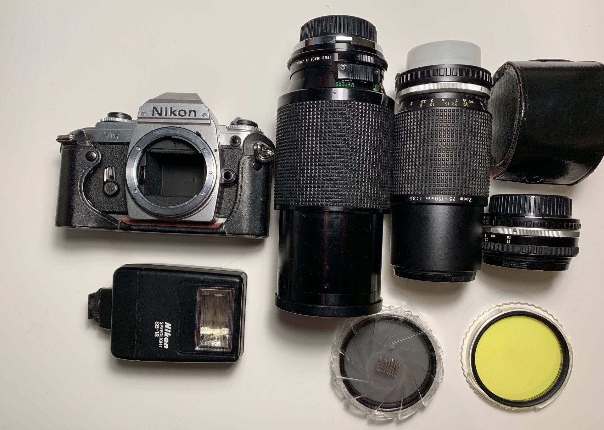 Nikon FG, 50mm, 75-150mm,75-210mm