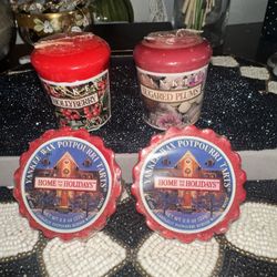 4 Discontinued Vintage YANKEE CANDLE Christmas Scents Votive And Wax Potpourri