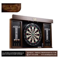 Bristle Dartboard Cabinet Set, LED Lights, Official Size Dart Board Barrington
