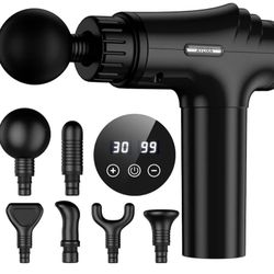 Massage Gun Deep Tissue, Percussion Muscle Massager Gun, Handheld Back Massager for Pain Relief, Mini Massage Gun with 30 Speeds and 6 Heads for Athle