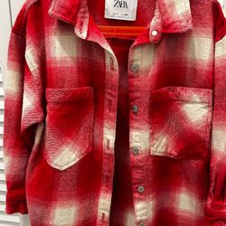 Zara Plaid over-shirt, size 7 