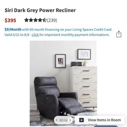 Siri Dark Gray Power Recliner 