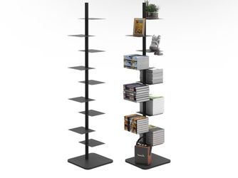 9-Shelf Metal Spine Vertical Bookshelf