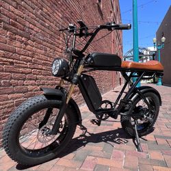 NEW! Electric Bike, Scrambler 73 Style, Full Suspension, 750 Watt, Up To 85 Miles, 33MPH 