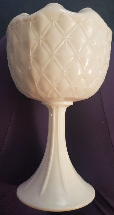 Vintage White Milk Glass Pedestal Bowl.