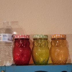 Owl  Jar's With Lid's