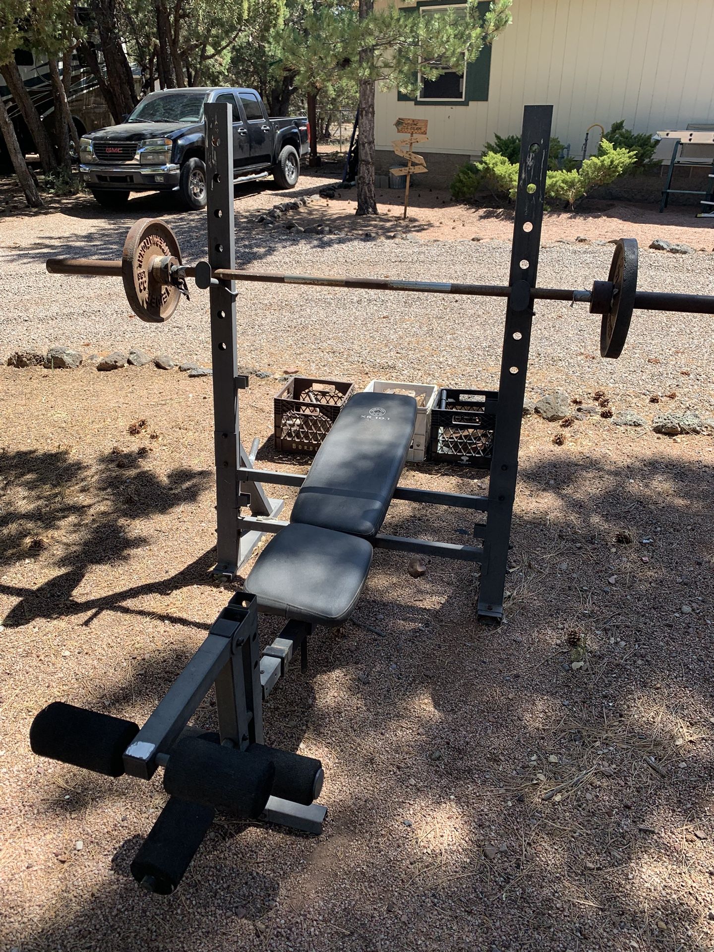 Golds Gym Weight Bench+Bar+Weights