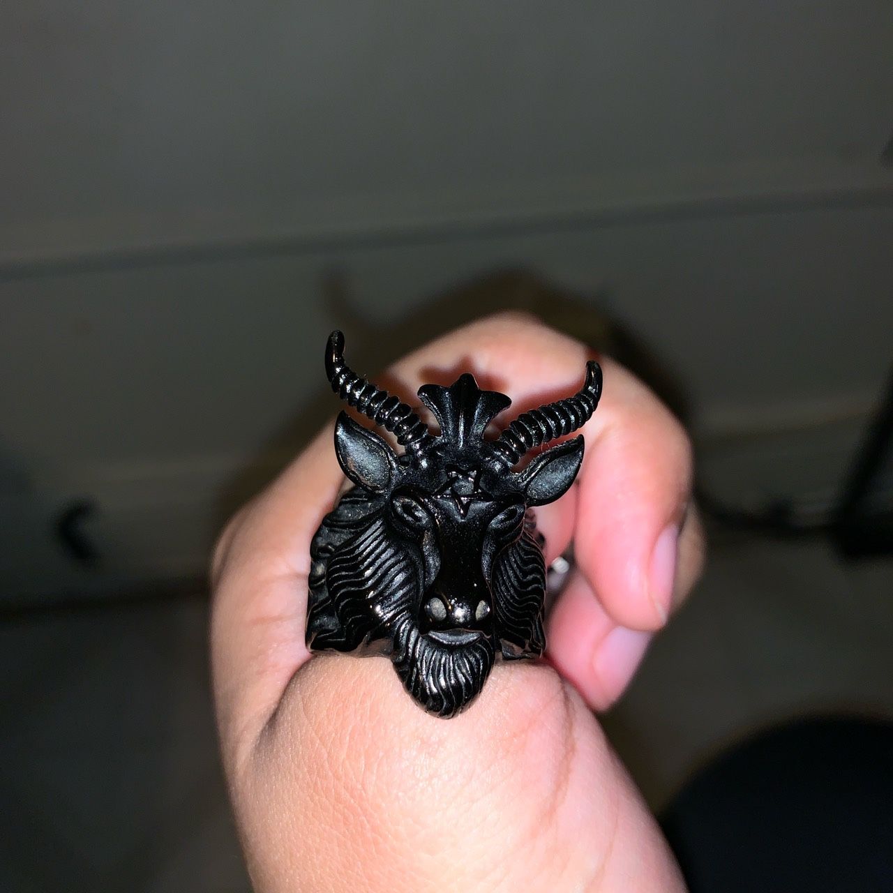 Black craft cult Lucifer biker ring