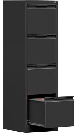 4-Drawer Metal File Cabinet with Lock,Steel Printer Stand with Storage for Home Office,Vertical Filing Cabinet for Legal/Letter/A4 Files,Assembly Requ