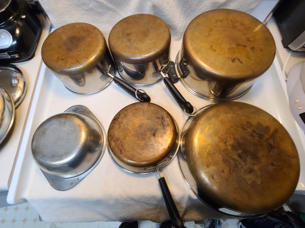1801 Vintage Copper Bottom Revere Ware Pot And Pans Set. With Lids. for  Sale in Mechanic Falls, ME - OfferUp