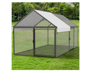 New-NUGRIART Metal Chicken Coop with Waterproof Cover, 79"x40"x40" Portable Poultry Cage, Outdoor Backyard Farm Walk-in Hen House for Chickens, Ducks,