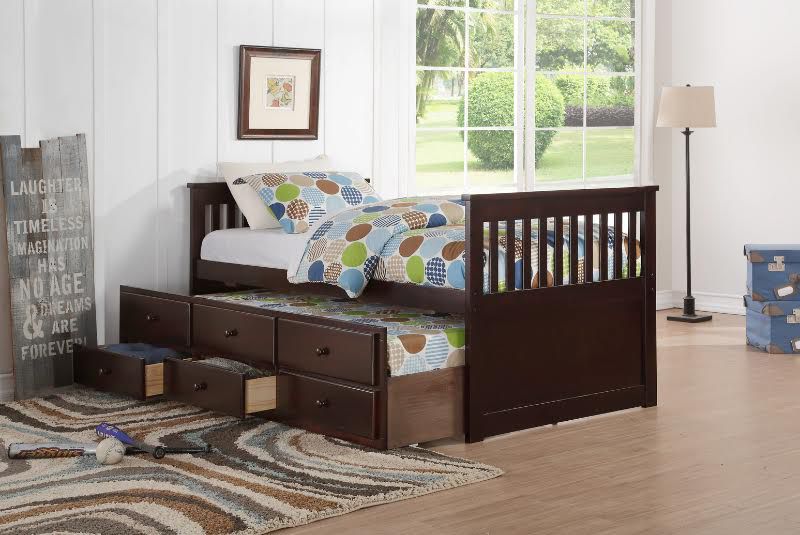 FULL CAPTAIN BED W/TRUNDLE AND DRAWERS