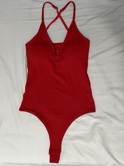 BRALESS Red Bodysuit (built In Padding)