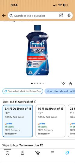 inish Jet-Dry Dishwasher Rinse Aid, Compatible with Dishwasher Detergent, Prevents Spots & Residues, Dries, Shine & Protects, 8.45 oz, 80 Washes.