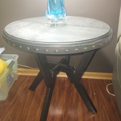 Wood And Metal Accent End Table