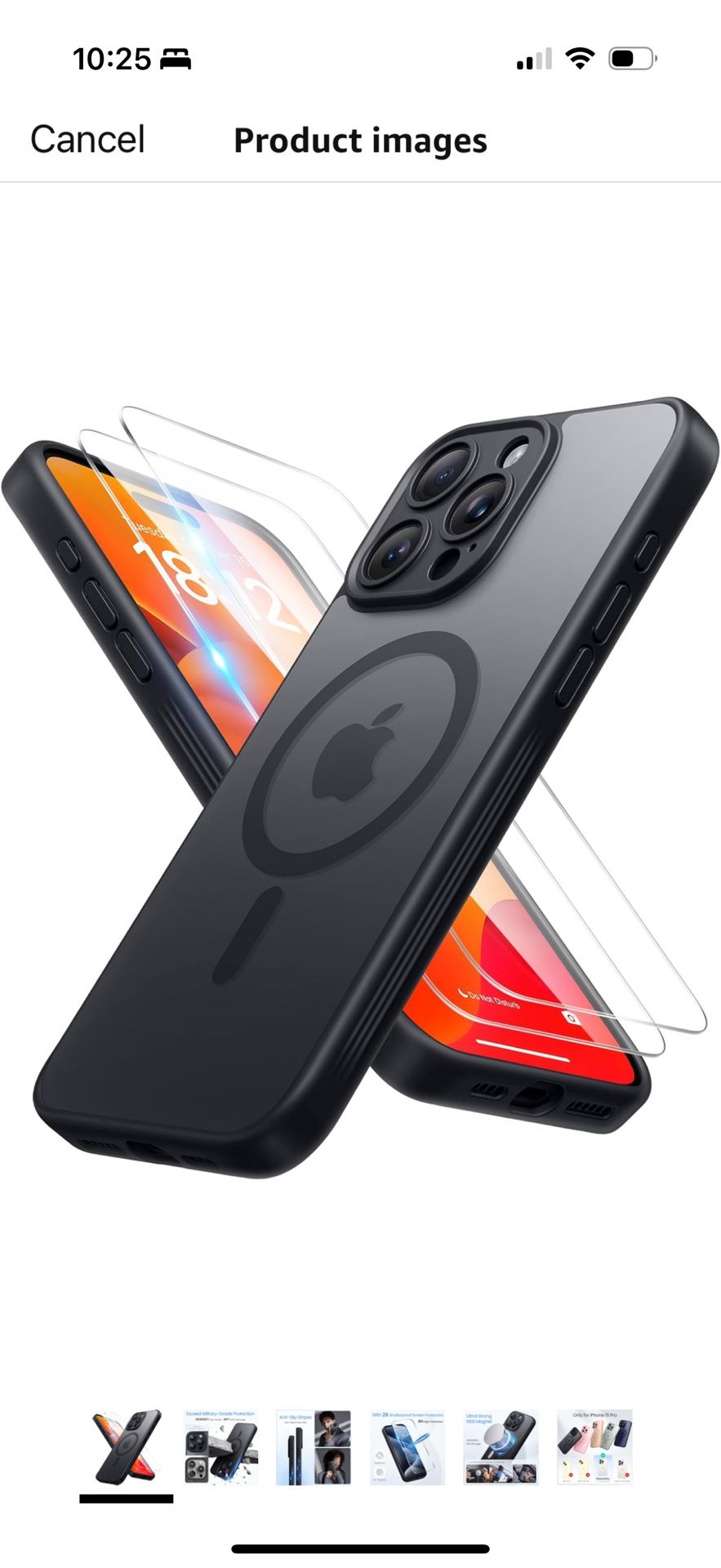 FlyReal Designed for iPhone 15 Pro Case, Compatible with Magsafe, Upgraded Slim Matte [Full Camera Protection] [15FT Military Grade Protection] with 2