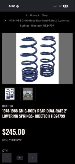 GM G body 78-88 Ride Tech rear coil springs 2”drop