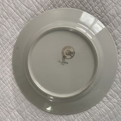 Limoges Bavaria Porcelain Collector Plate Floral Figural Gold Trim Round