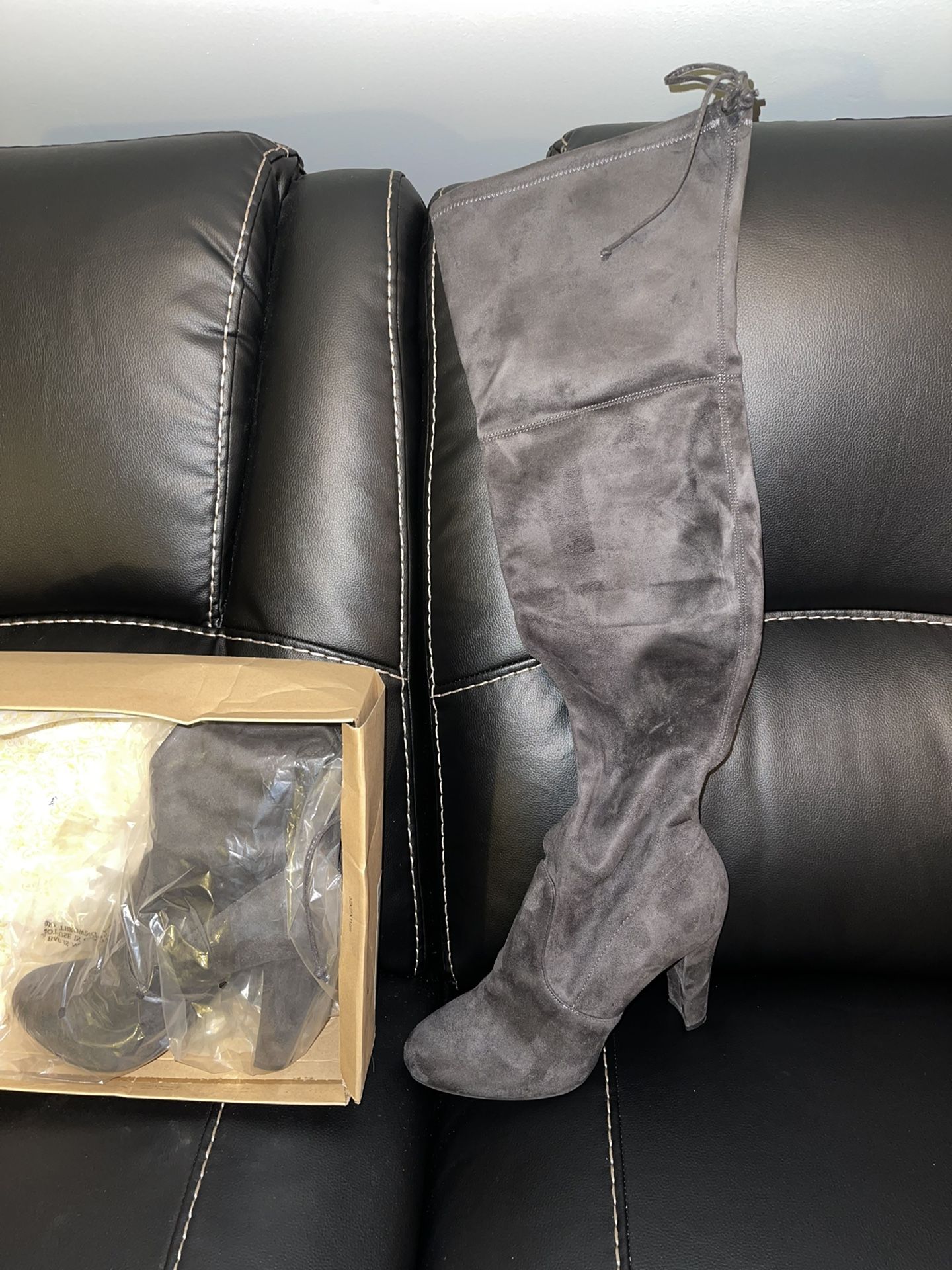 Thigh High Heeled Boots Dark Grey Women’s Size 11