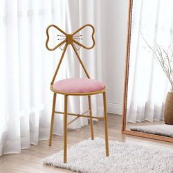 Gold Bow Back Vanity Chair with Pink Seat