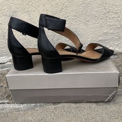 Black Strap Small Heeled Shoes