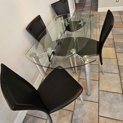 Modern  Glass Table and 4 Chairs