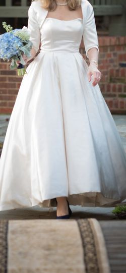 Satin Tea Length High Low Formal Or Wedding Dress 