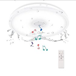 1174: New Upgrade Waterproof Ceiling Light LED Music Ceiling Lamp with Bluetooth Speaker,FCC UL1598 Certified 18W Color Changing Light with Remote Con