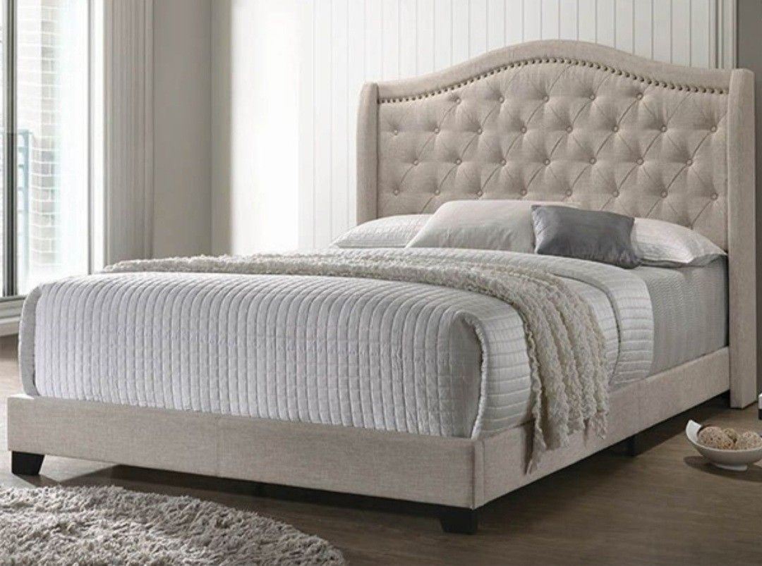 Beige Arched Queen Bed