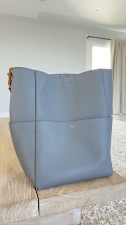 CELINE Sangle Bucket Bag - Grey Grained Leather - Excellent Condition