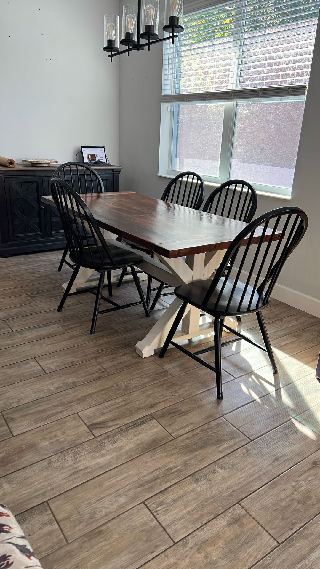 Farmhouse Dining Table With 6 Chairs - 72 X 34 X 30