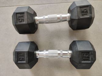 Two 15 lb weights dumbbells exercise equipment