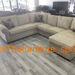Beige XL Sectional With Pillows Included 🛋 