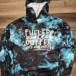 Custom XL Fueled By Iced Coffee And Anxiety Galaxy Hoodie